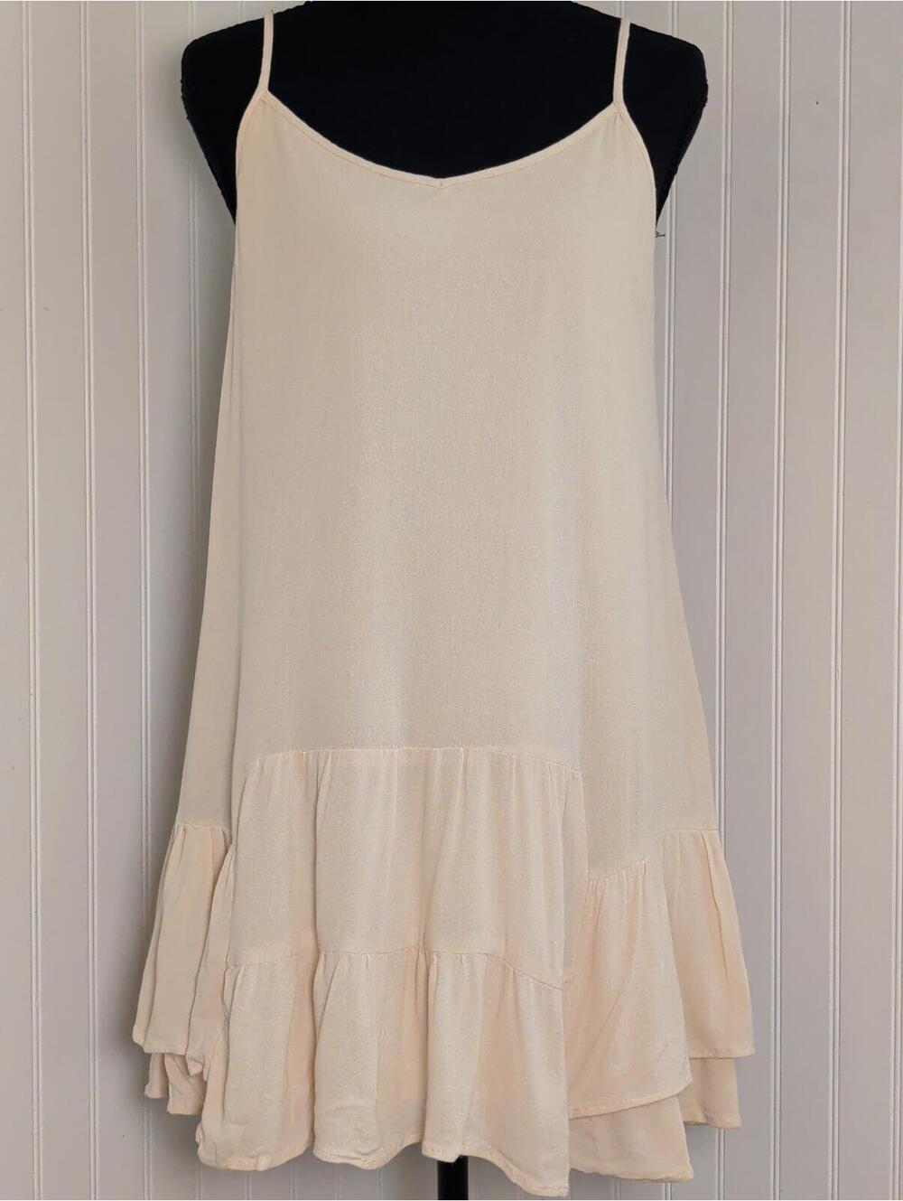 Entro Cream Ruffled Hem Slip Dress Size Small